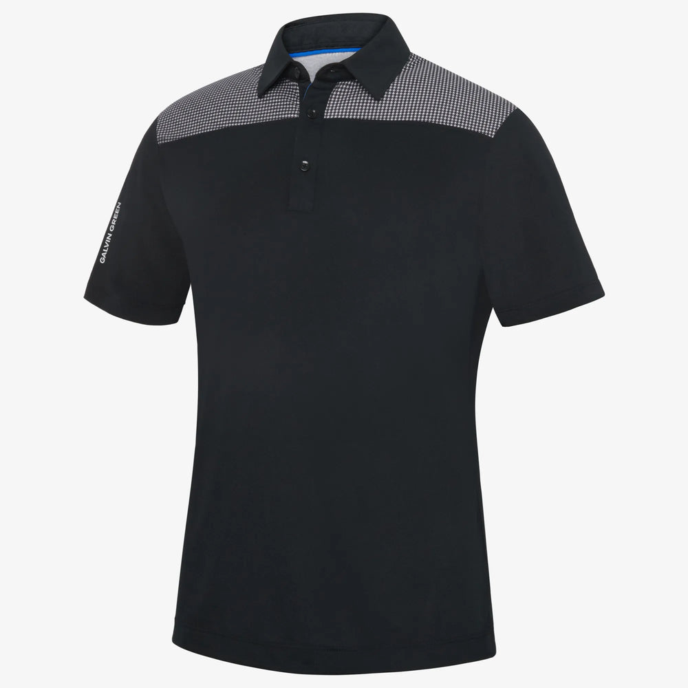 Miran is a Breathable short sleeve golf shirt for Men in the color Black/Royal Blue(0)