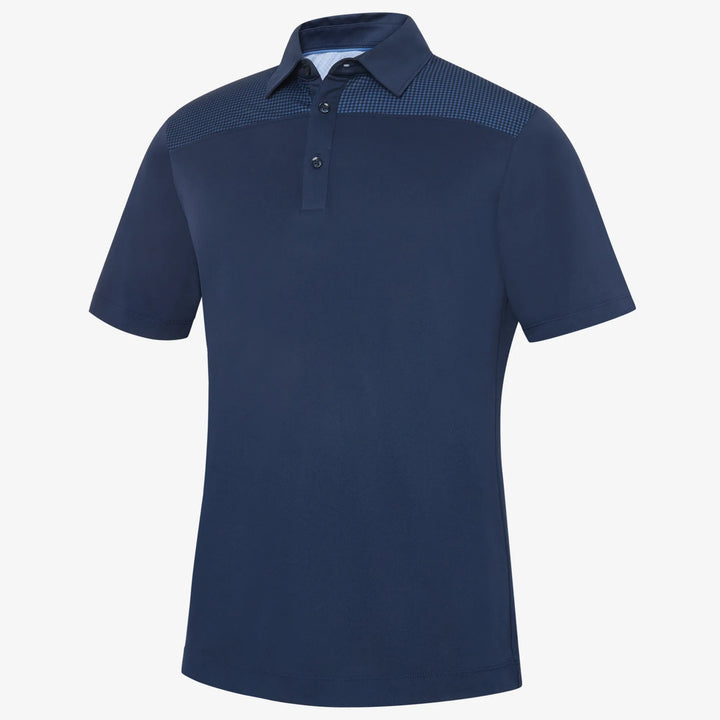Miran is a Breathable short sleeve golf shirt for Men in the color Navy/Moonlight Blue(0)