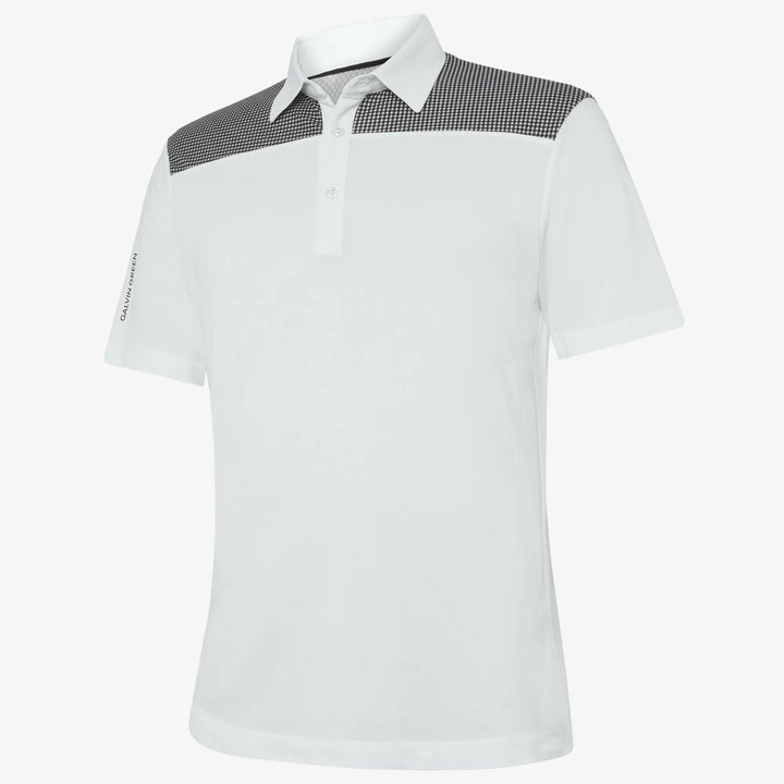 Miran is a Breathable short sleeve golf shirt for Men in the color White/Black(0)