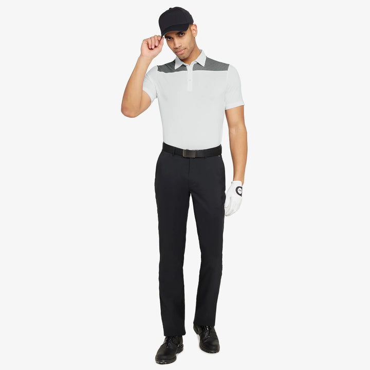 Miran is a Breathable short sleeve golf shirt for Men in the color White/Black(2)