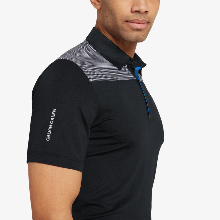 Miran is a Breathable short sleeve golf shirt for Men in the color Black/Royal Blue(3)