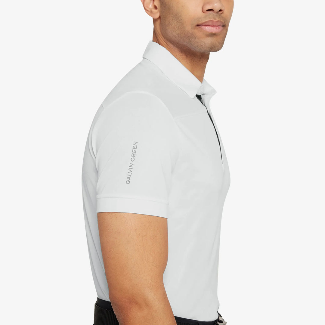 Miran is a Breathable short sleeve golf shirt for Men in the color White/Black(3)