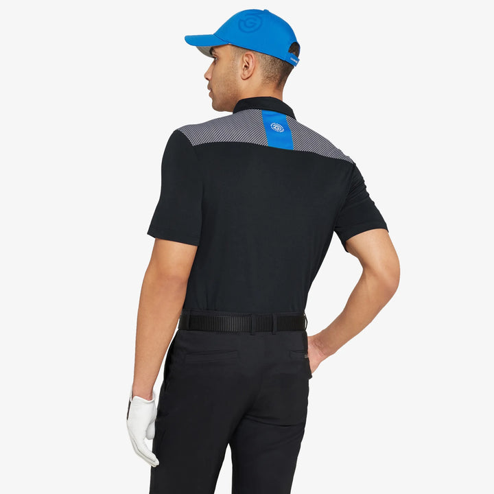 Miran is a Breathable short sleeve golf shirt for Men in the color Black/Royal Blue(4)