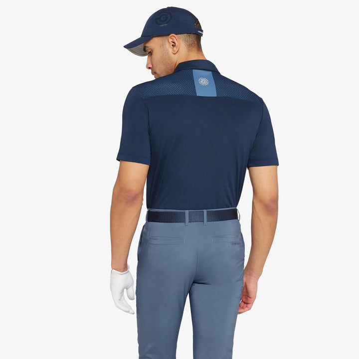 Miran is a Breathable short sleeve golf shirt for Men in the color Navy/Moonlight Blue(4)