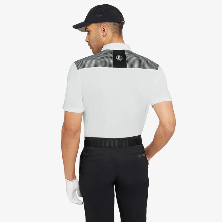 Miran is a Breathable short sleeve golf shirt for Men in the color White/Black(4)