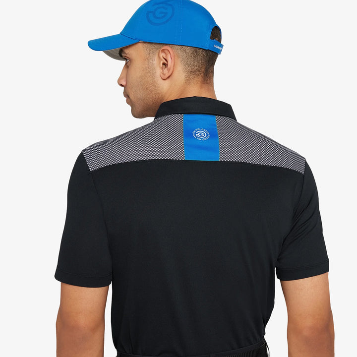Miran is a Breathable short sleeve golf shirt for Men in the color Black/Royal Blue(5)