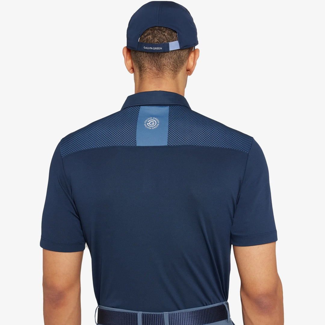 Miran is a Breathable short sleeve golf shirt for Men in the color Navy/Moonlight Blue(5)