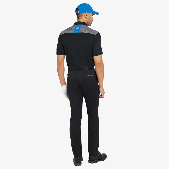 Miran is a Breathable short sleeve golf shirt for Men in the color Black/Royal Blue(6)