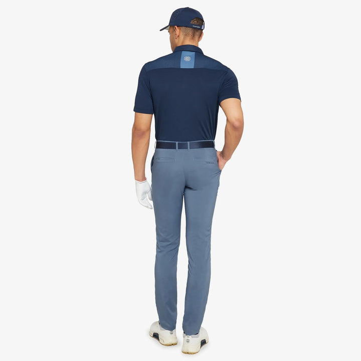 Miran is a Breathable short sleeve golf shirt for Men in the color Navy/Moonlight Blue(6)