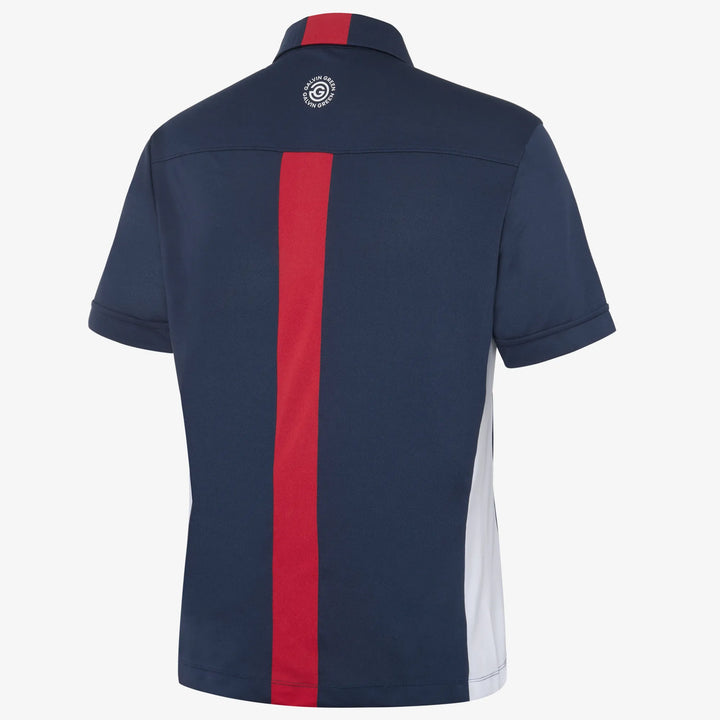 Mitchell is a Breathable short sleeve golf shirt for Men in the color Navy/White/Red(8)