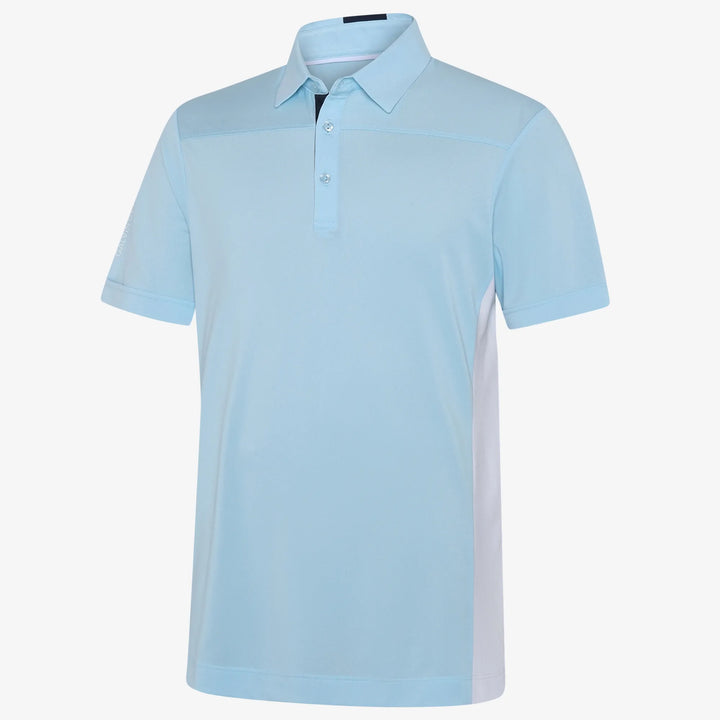 Mitchell is a Breathable short sleeve golf shirt for Men in the color Crystal Blue/White/Navy(0)