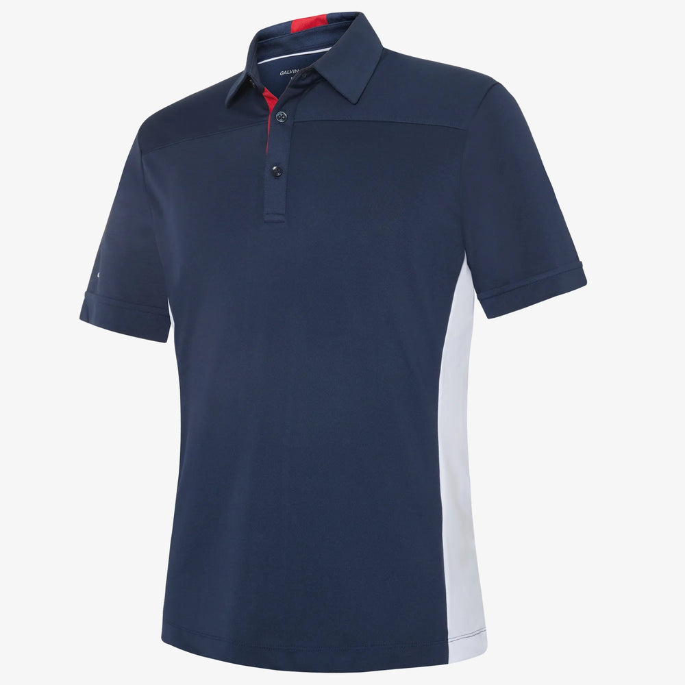 Mitchell is a Breathable short sleeve golf shirt for Men in the color Navy/White/Red(0)
