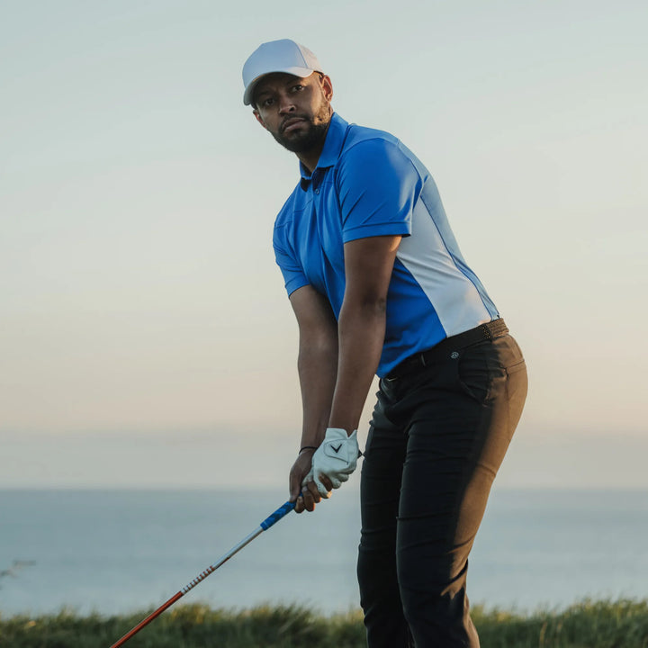 Mitchell is a Breathable short sleeve golf shirt for Men in the color Royal Blue/White/Black(8)