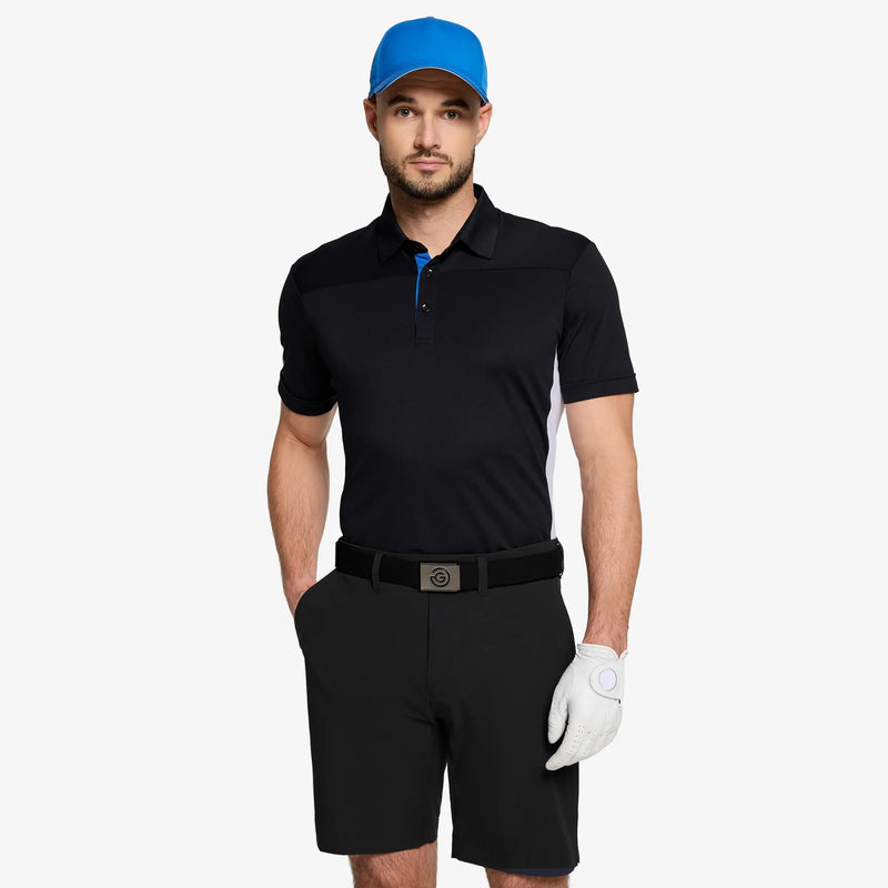 Mitchell is a Breathable short sleeve golf shirt for Men in the color Black/White/Royal Blue(1)
