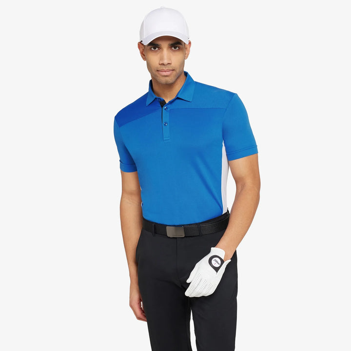 Mitchell is a Breathable short sleeve golf shirt for Men in the color Royal Blue/White/Black(1)