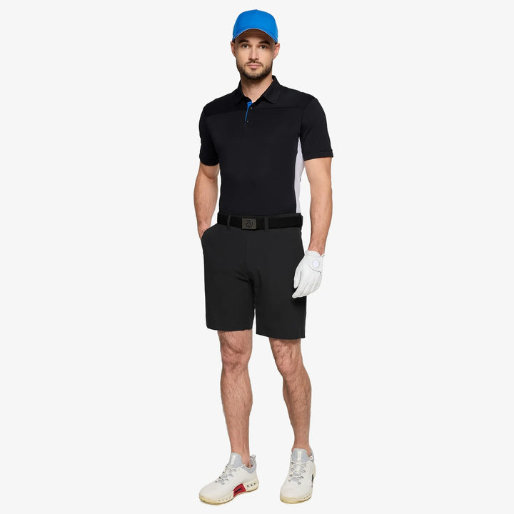 Mitchell is a Breathable short sleeve golf shirt for Men in the color Black/White/Royal Blue(2)