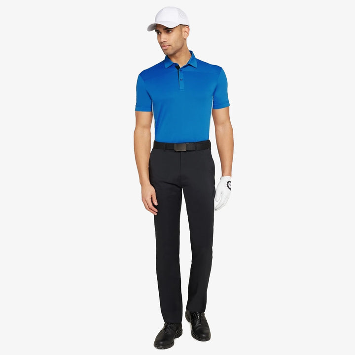 Mitchell is a Breathable short sleeve golf shirt for Men in the color Royal Blue/White/Black(2)