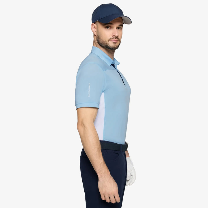 Mitchell is a Breathable short sleeve golf shirt for Men in the color Crystal Blue/White/Navy(3)