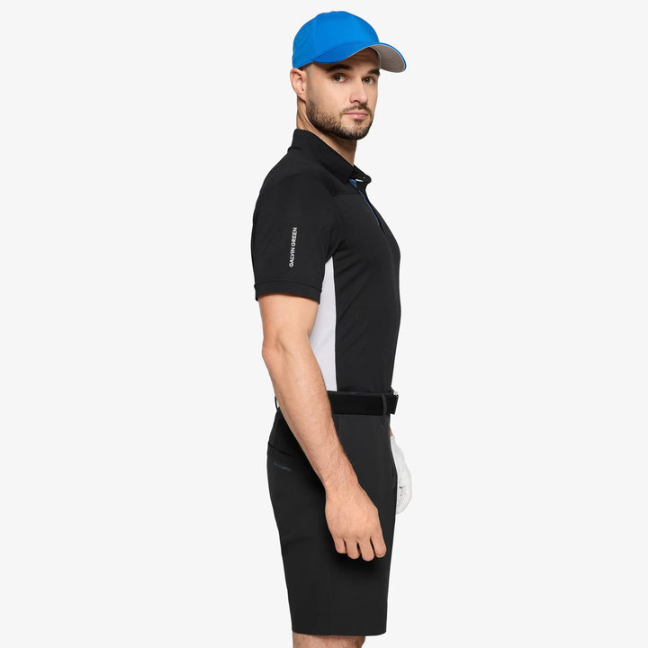 Mitchell is a Breathable short sleeve golf shirt for Men in the color Black/White/Royal Blue(3)