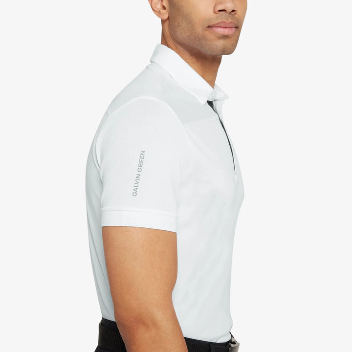 Mitchell is a Breathable short sleeve golf shirt for Men in the color White/Black/Cool Grey(3)