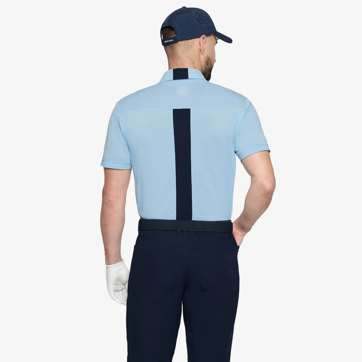 Mitchell is a Breathable short sleeve golf shirt for Men in the color Crystal Blue/White/Navy(4)