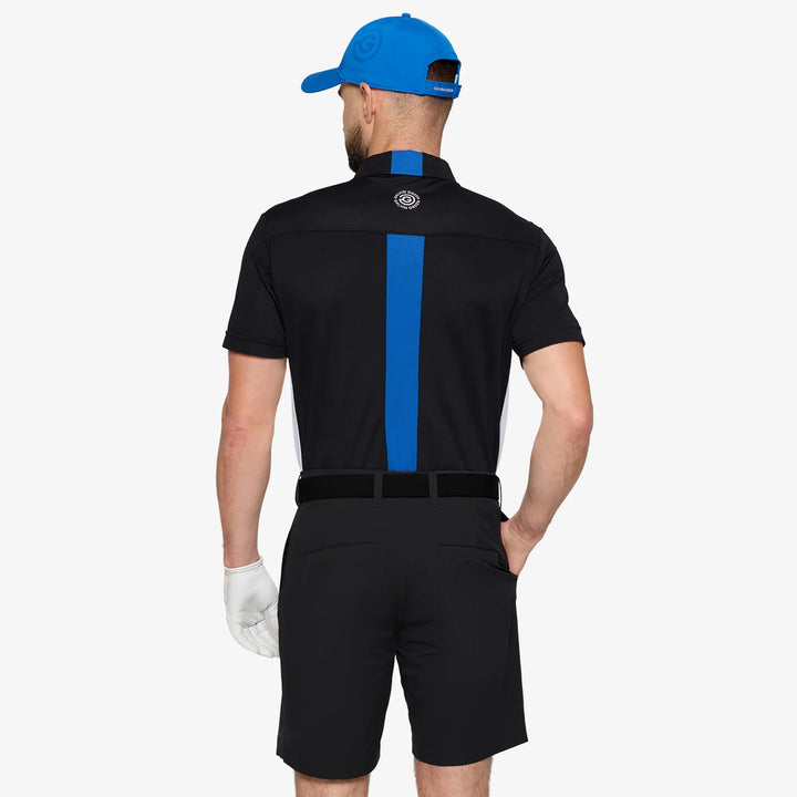 Mitchell is a Breathable short sleeve golf shirt for Men in the color Black/White/Royal Blue(4)