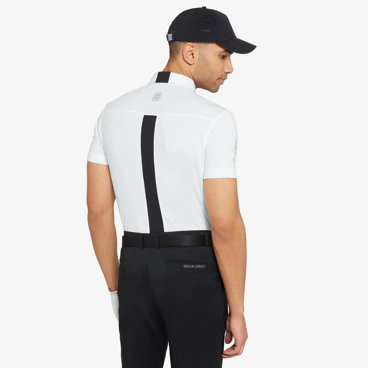 Mitchell is a Breathable short sleeve golf shirt for Men in the color White/Black/Cool Grey(4)