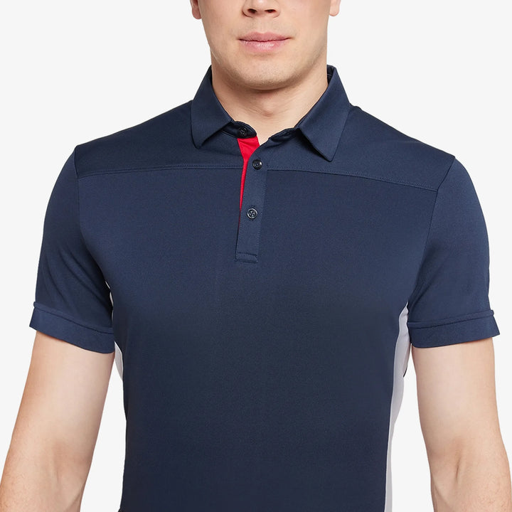 Mitchell is a Breathable short sleeve golf shirt for Men in the color Navy/White/Red(4)