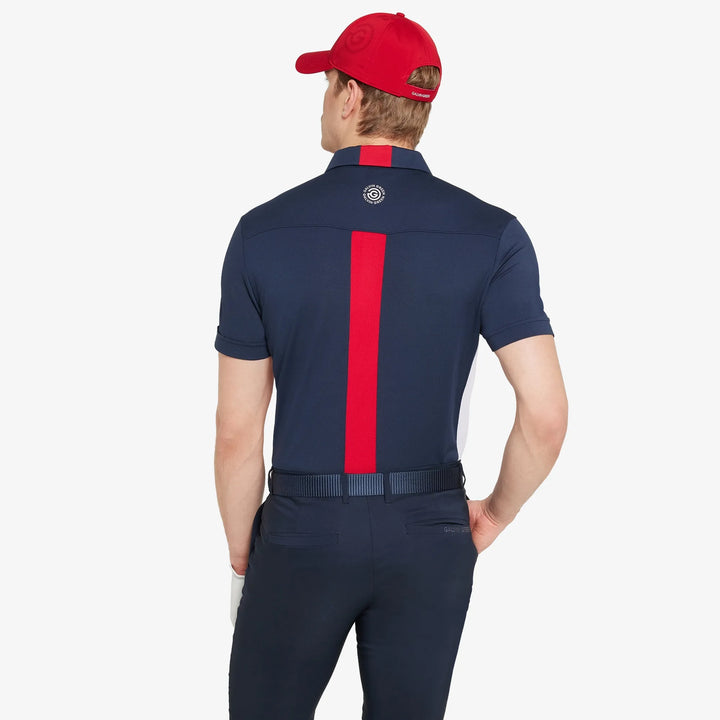 Mitchell is a Breathable short sleeve golf shirt for Men in the color Navy/White/Red(5)