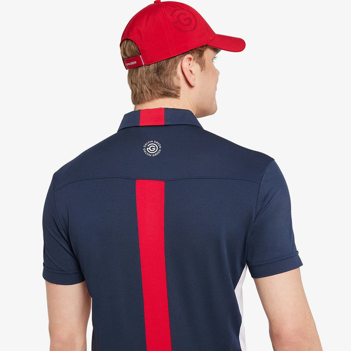 Mitchell is a Breathable short sleeve golf shirt for Men in the color Navy/White/Red(6)