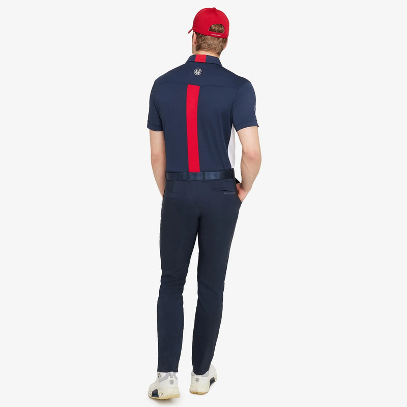 Mitchell is a Breathable short sleeve golf shirt for Men in the color Navy/White/Red(7)