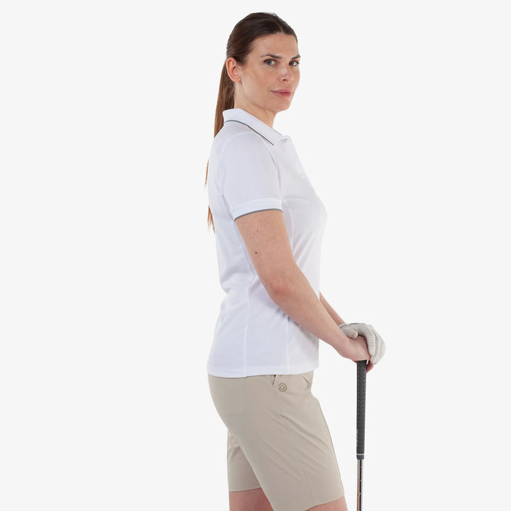 Molly is a Breathable short sleeve golf shirt for Women in the color White(3)