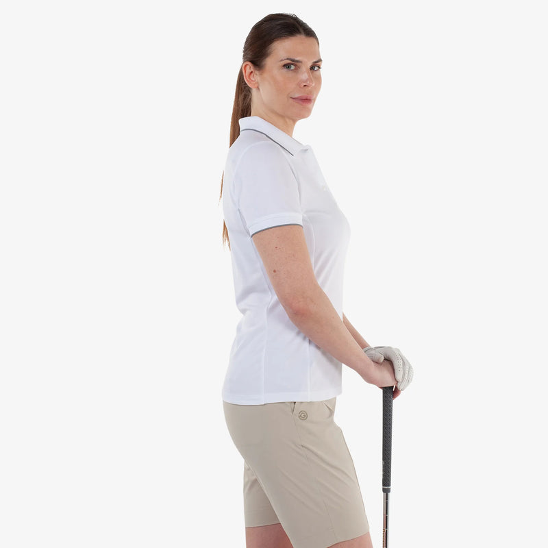 Molly is a Breathable short sleeve golf shirt for Women in the color White(3)