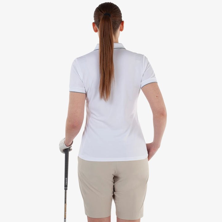 Molly is a Breathable short sleeve golf shirt for Women in the color White(4)