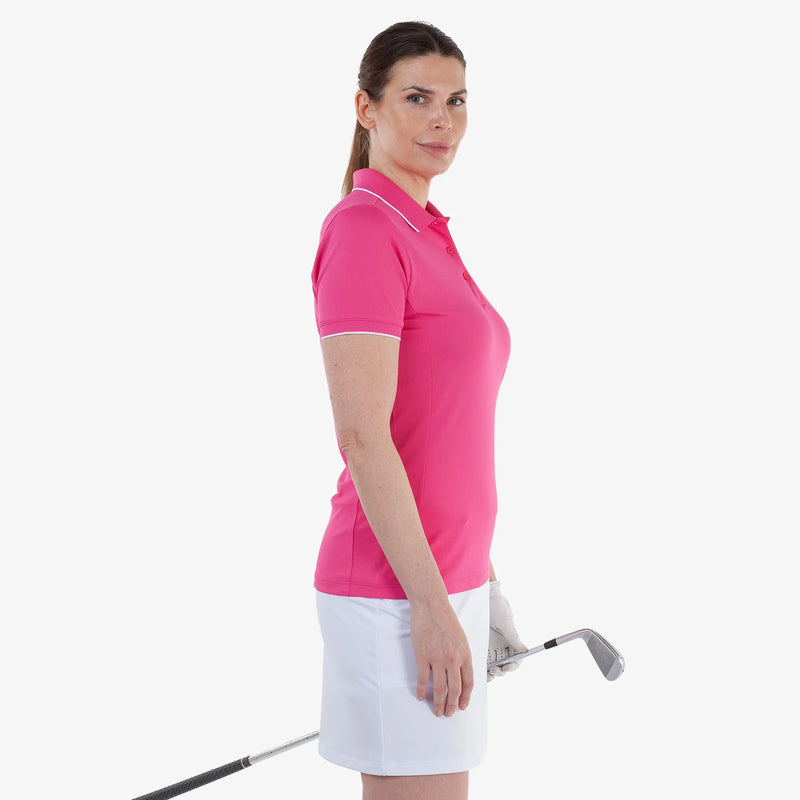 Molly is a Breathable short sleeve golf shirt for Women in the color Fuchsia(4)