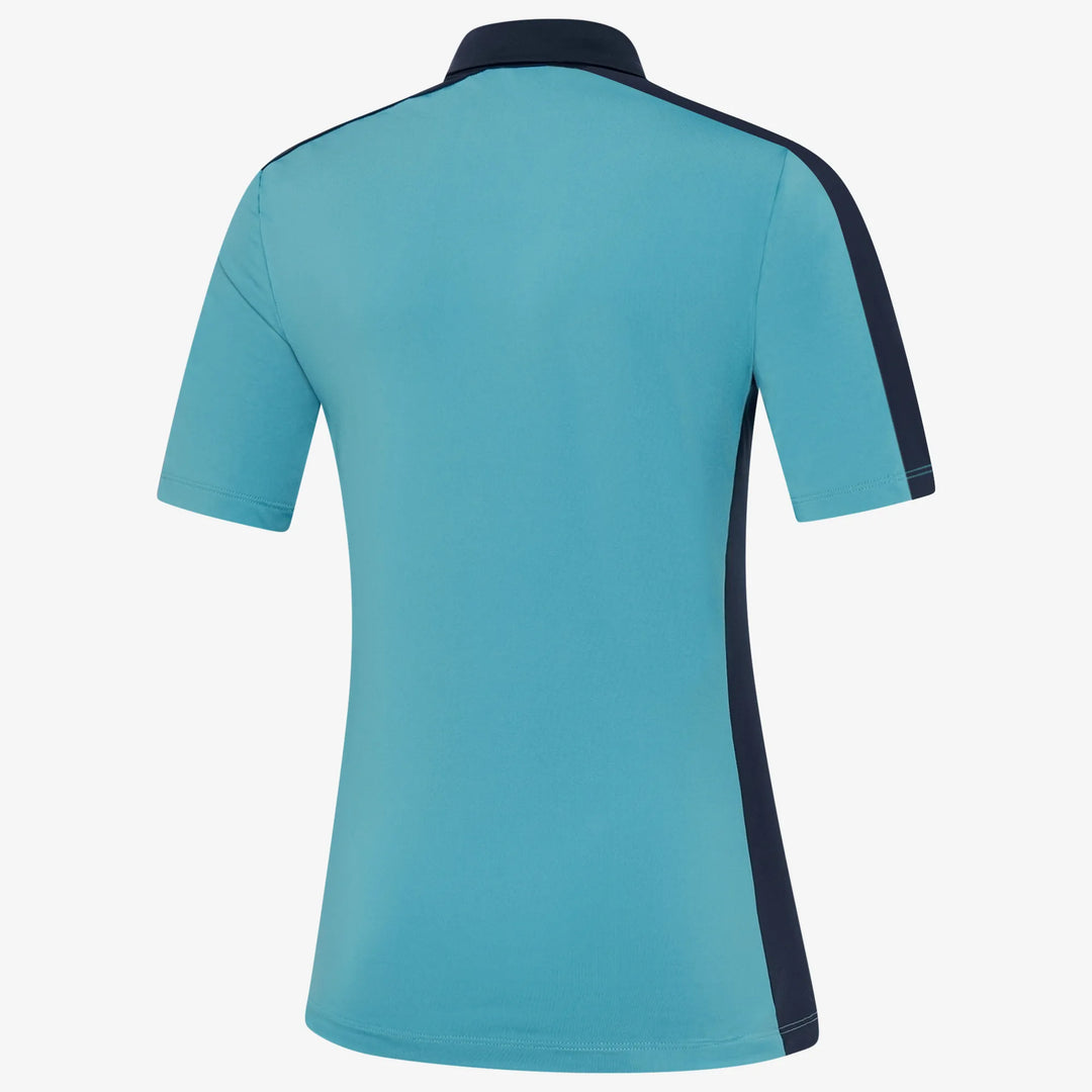 Mona is a Breathable short sleeve golf shirt for Women in the color Delphinium Blue/Navy(6)