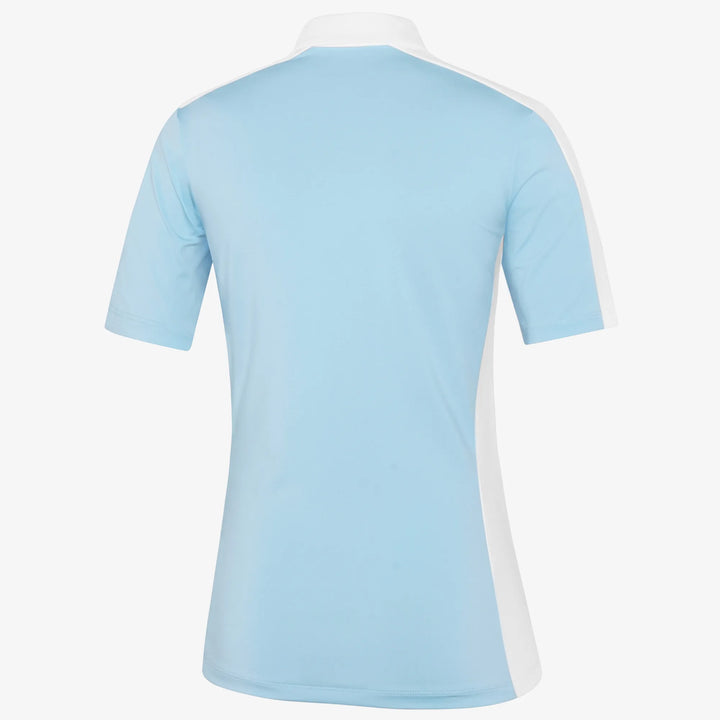 Mona is a Breathable short sleeve golf shirt for Women in the color Crystal Blue/White(1)