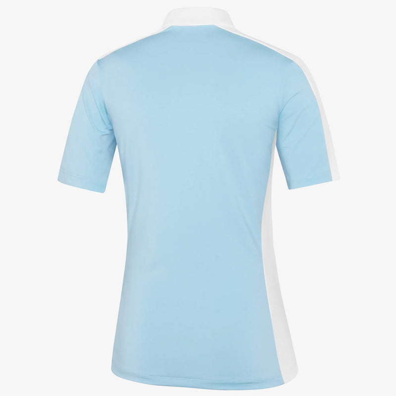 Mona is a Breathable short sleeve golf shirt for Women in the color Crystal Blue/White(1)