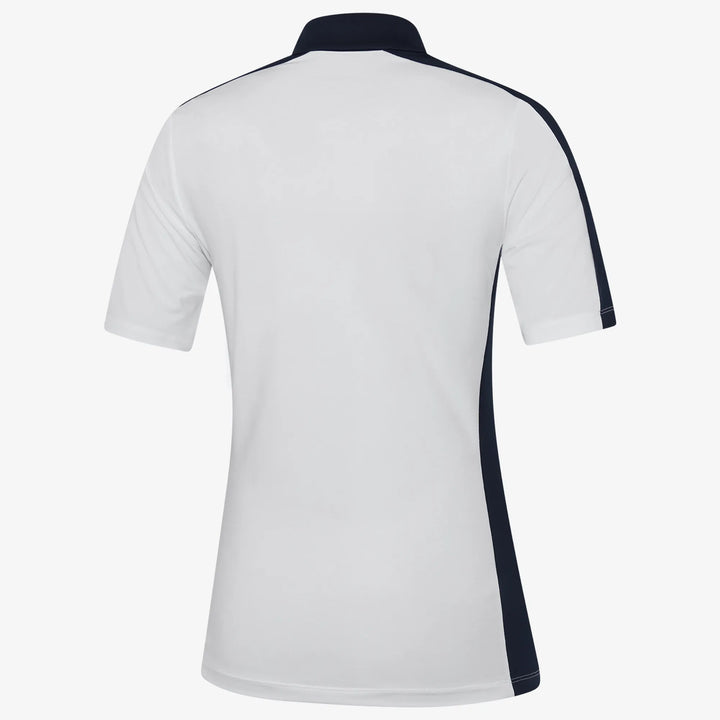 Mona is a Breathable short sleeve golf shirt for Women in the color White/Navy(6)