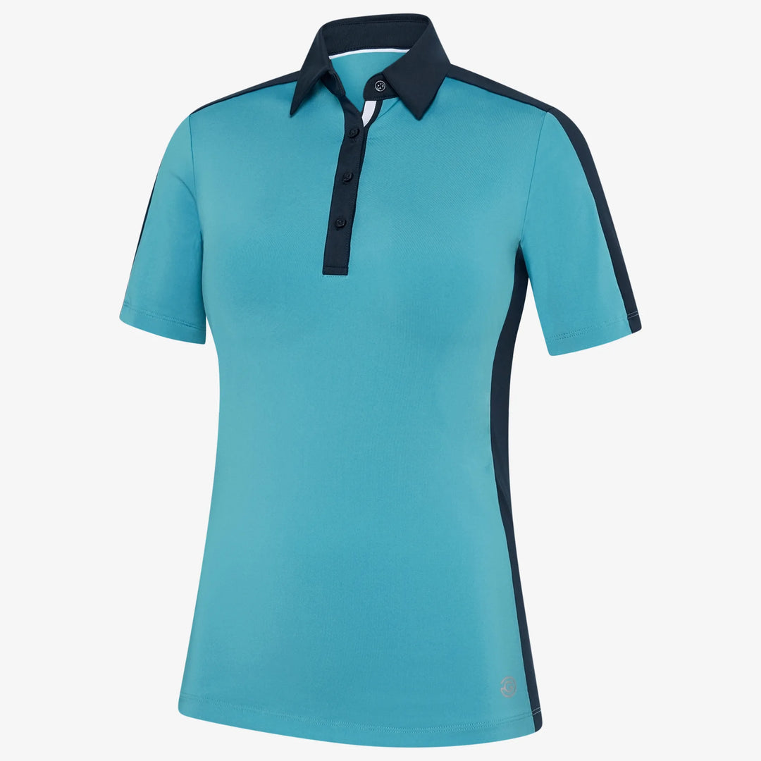 Mona is a Breathable short sleeve golf shirt for Women in the color Delphinium Blue/Navy(0)