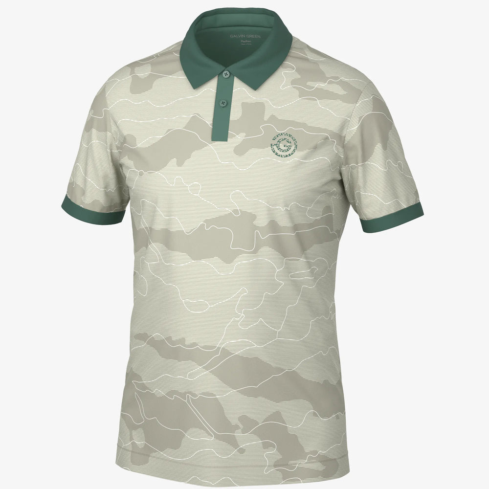 Monroe is a Breathable short sleeve golf shirt for Men in the color Abbey Stone(0)