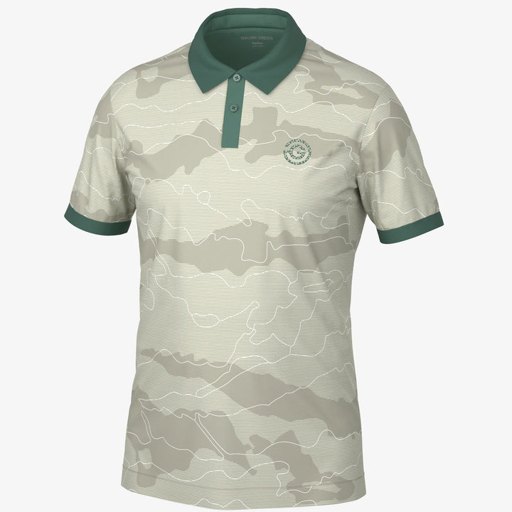 Monroe is a Breathable short sleeve golf shirt for Men in the color Abbey Stone(0)