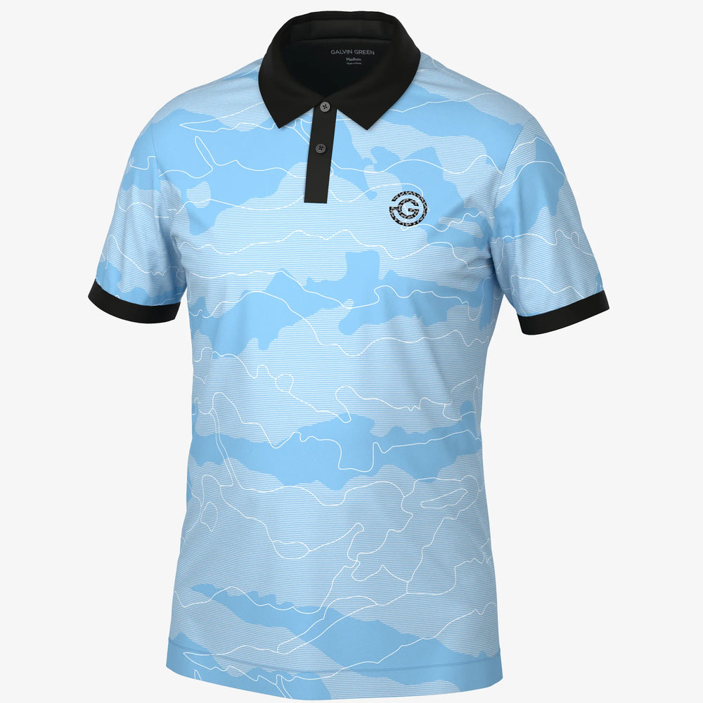 Monroe is a Breathable short sleeve golf shirt for Men in the color Alaskan Blue(0)