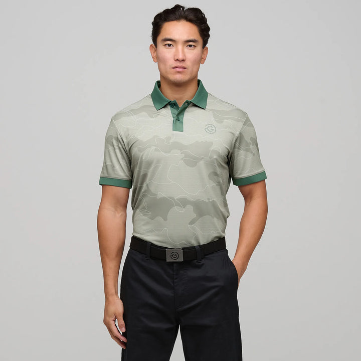 Monroe is a Breathable short sleeve golf shirt for Men in the color Abbey Stone(1)