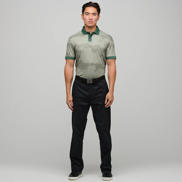 Monroe is a Breathable short sleeve golf shirt for Men in the color Abbey Stone(2)