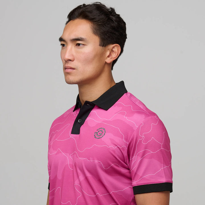 Monroe is a Breathable short sleeve golf shirt for Men in the color Super Pink(3)