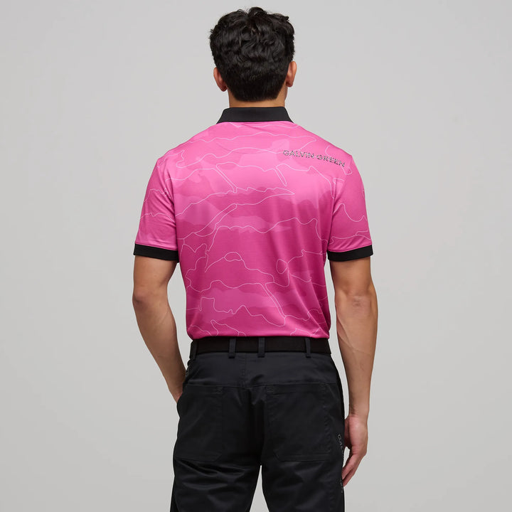Monroe is a Breathable short sleeve golf shirt for Men in the color Super Pink(4)