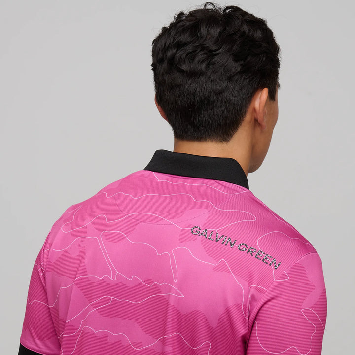 Monroe is a Breathable short sleeve golf shirt for Men in the color Super Pink(5)