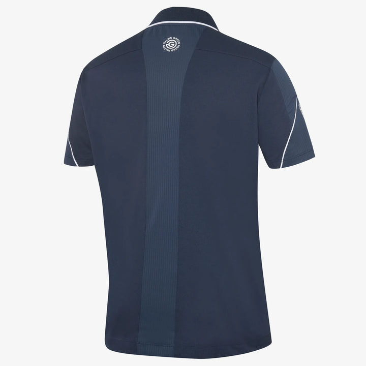 Monte is a Breathable short sleeve golf shirt for Men in the color Navy/White(7)