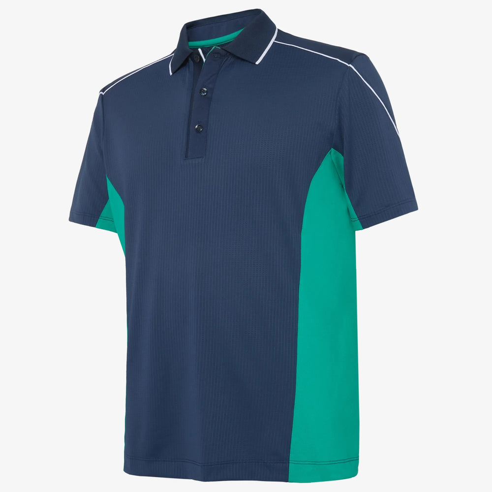 Monte is a Breathable short sleeve golf shirt for Men in the color Navy/Golf Green(0)